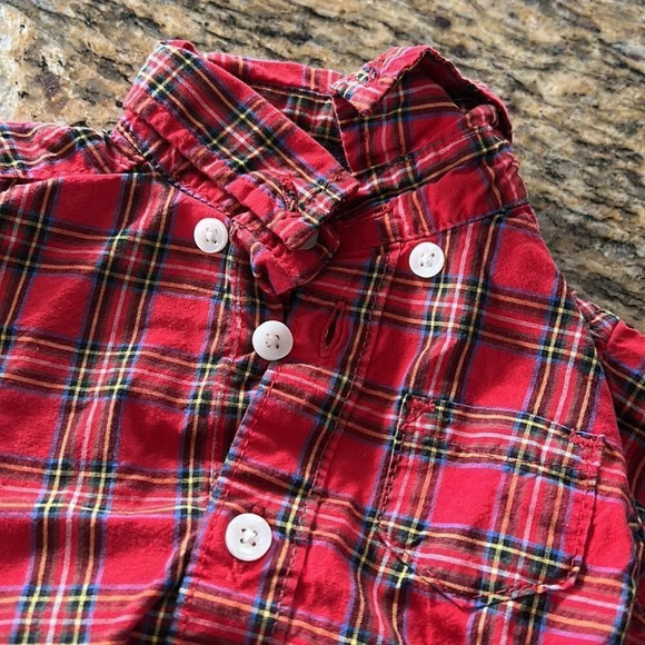 Red Plaid Long Sleeve Carter’s Onesie - Picture 3 of 4